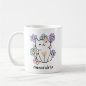 Lächeln Katze mit Blume Monogramm Kaffeetasse (Links)
