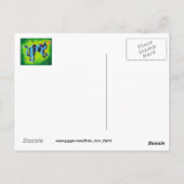 Lächeln & Katzen lächeln mit dir!-fröhliche grüne Postkarte (Rückseite)