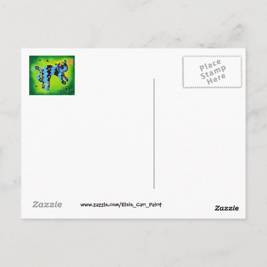 Lächeln & Katzen lächeln mit dir!-fröhliche grüne Postkarte (Rückseite)