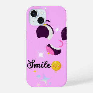 Lächeln Kawaii Rosa Ästhetik-Handyhülle iPhone 15 Hülle