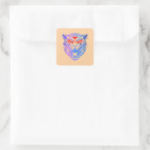 Lächeln Kitty Quadratischer Aufkleber (Tasche)