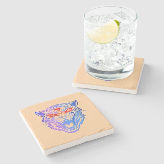 Lächeln Kitty Steinuntersetzer (Seitenansicht)