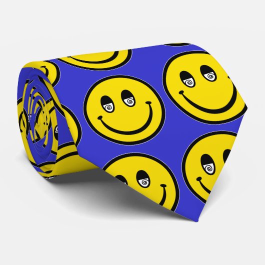 Lächeln-Krawatte (blauer Hintergrund) Krawatte (Gerollt)