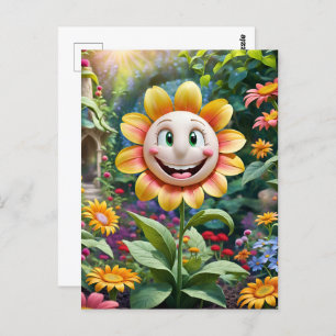 Lächeln, lächeln Gesicht in Wolken, Postkreuzen Postkarte