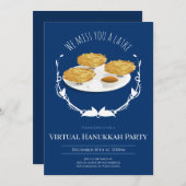 Lächeln Latkes Blue White Virtual Hanukkah Party Einladung (Vorne/Hinten)