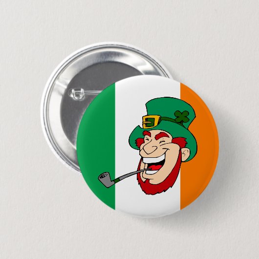 Lächeln Leprechaun St. Patrick's Day Button (Vorne & Hinten)