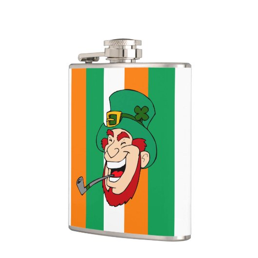 Lächeln Leprechaun St. Patrick's Day Flachmann (Links)