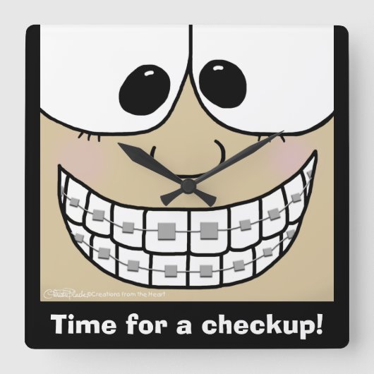 Lächeln mit Brackets Quadratische Wanduhr (Vorderseite)