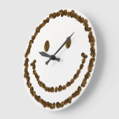 Lächeln mit Kaffeebohnen Große Wanduhr (Winkel)