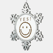 Lächeln mit Kaffeebohnen Schneeflocken Zinn-Ornament (Rechts)