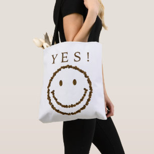 Lächeln mit Kaffeebohnen Tasche