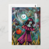 Lächeln Moon Halloween Fantasy Art von Molly H Postkarte (Vorne/Hinten)