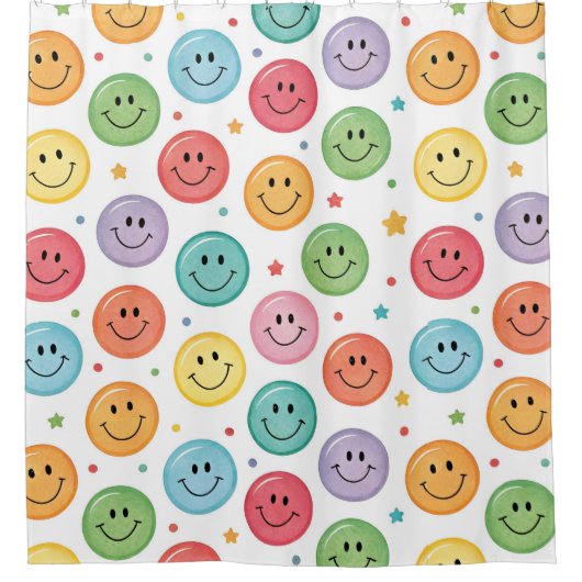 Lächeln Muster Emoji Duschvorhang (Vorderseite)