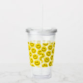 Lächeln Muster glücklich Gesicht Emoji Kinder Spaß Acryltrinkbecher (Rechts)