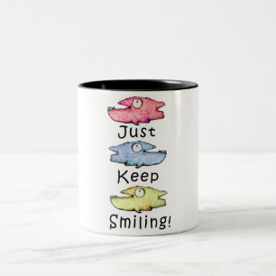 Lächeln nicht vergessen! Bunter zahniger Fisch Zweifarbige Tasse