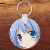 Lächeln niedliche Anime Manga Mädchen blaue Augen Schlüsselanhänger (Vorderseite)