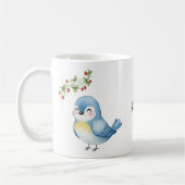 Lächeln Niedlicher Blauer Vogel mit Erdbeere Kaffeetasse (Links)