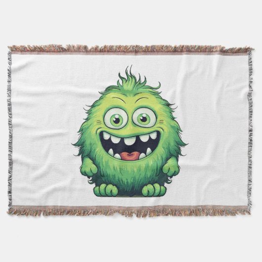 Lächeln Niedlicher grüner Monster-Cartoon Decke (Vorderseite)