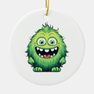 Lächeln Niedlicher grüner Monster-Cartoon Keramik Ornament