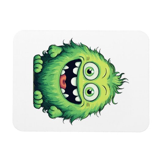 Lächeln Niedlicher grüner Monster-Cartoon Magnet (Horizontal)