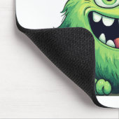 Lächeln Niedlicher grüner Monster-Cartoon Mousepad (Ecke)