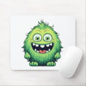Lächeln Niedlicher grüner Monster-Cartoon Mousepad (Mit Mouse)