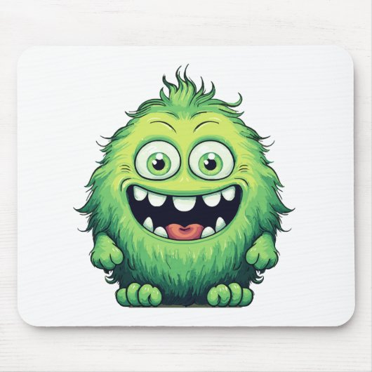 Lächeln Niedlicher grüner Monster-Cartoon Mousepad (Vorne)
