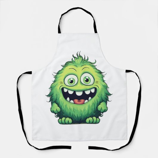 Lächeln Niedlicher grüner Monster-Cartoon Schürze (Vorderseite)