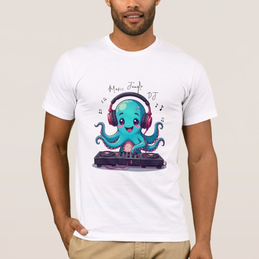 Lächeln Octopus DJ, Happy Music Jungle T - Shirt (Vorderseite)