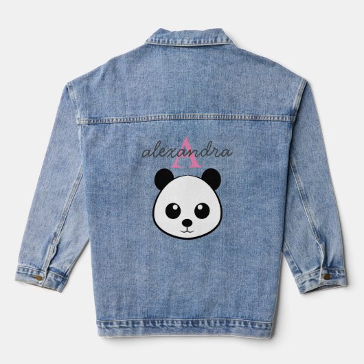 Lächeln Panda Gesicht Monogram Denim Jacket Jeansjacke (Rückseite)