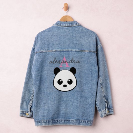 Lächeln Panda Gesicht Monogram Denim Jacket Jeansjacke (Hangar)