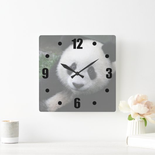 Lächeln Panda Quadratische Wanduhr (Zuhause)