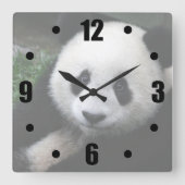 Lächeln Panda Quadratische Wanduhr (Vorderseite)