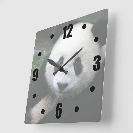 Lächeln Panda Quadratische Wanduhr (Winkel)