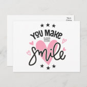 Lächeln Pink Herz Liebe Hört Denken Sie an Sie Hal Ankündigungspostkarte (Vorne/Hinten)