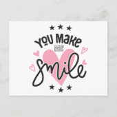 Lächeln Pink Herz Liebe Hört Denken Sie an Sie Hal Ankündigungspostkarte (Vorderseite)