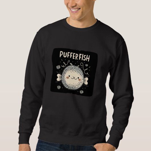 Lächeln Puffer Fisch Kostüm Sweatshirt (Vorderseite)