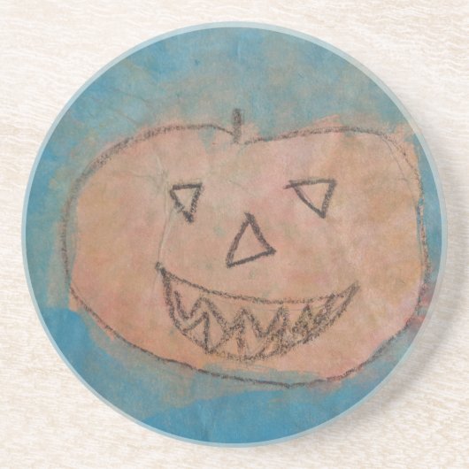 Lächeln Pumpkin, Halloween Kinder Art Wasserfarbe Getränkeuntersetzer (Vorne)