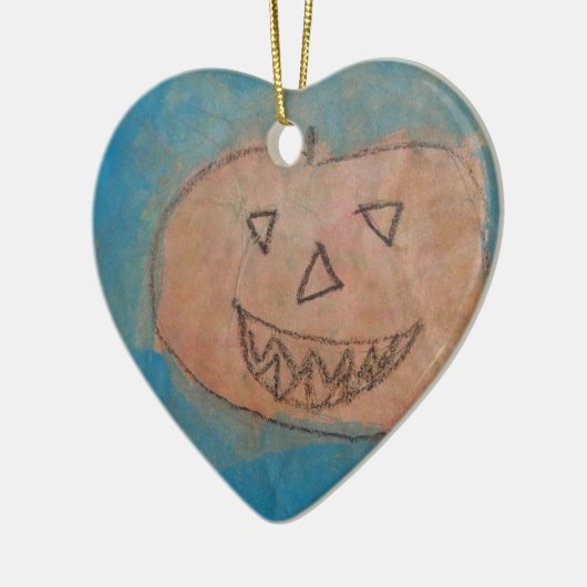 Lächeln Pumpkin, Halloween Kinder Art Wasserfarbe Keramik Ornament (Links)