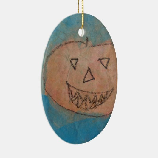Lächeln Pumpkin, Halloween Kinder Art Wasserfarbe Keramikornament (Rechts)