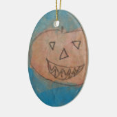 Lächeln Pumpkin, Halloween Kinder Art Wasserfarbe Keramikornament (Links)