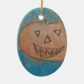 Lächeln Pumpkin, Halloween Kinder Art Wasserfarbe Keramikornament (Vorne)