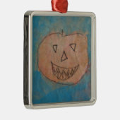 Lächeln Pumpkin, Halloween Kinder Art Wasserfarbe Ornament Aus Metall (Rechts)