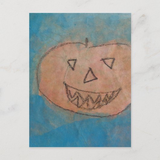 Lächeln Pumpkin, Halloween Kinder Art Wasserfarbe Postkarte (Vorderseite)