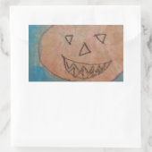 Lächeln Pumpkin, Halloween Kinder Art Wasserfarbe Rechteckiger Aufkleber (Tasche)