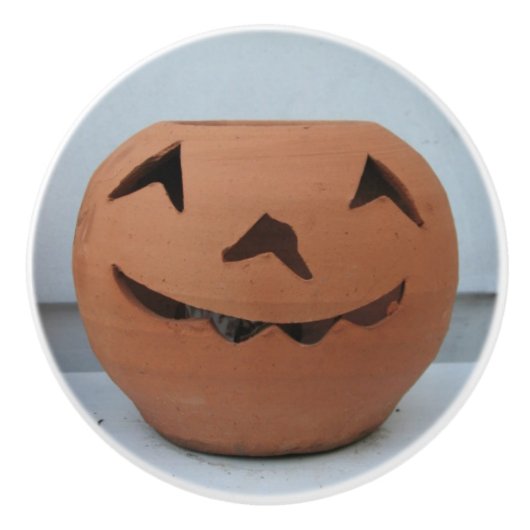 Lächeln Pumpkin Keramikknauf (Vorderseite)