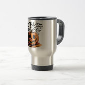 Lächeln Pumpkin mit Herbstlauben Design Reisebecher (VorderseiteRechts)