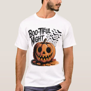 Lächeln Pumpkin mit Herbstlauben Design T-Shirt