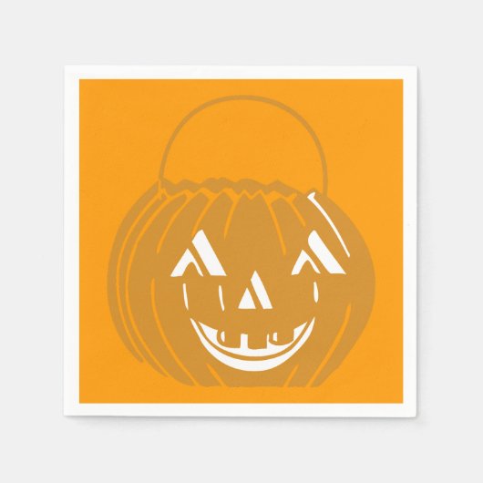 Lächeln Pumpkin Pail Orange Paper Napkin Serviette (Vorderseite)