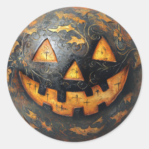 Lächeln Pumpkin Runder Aufkleber